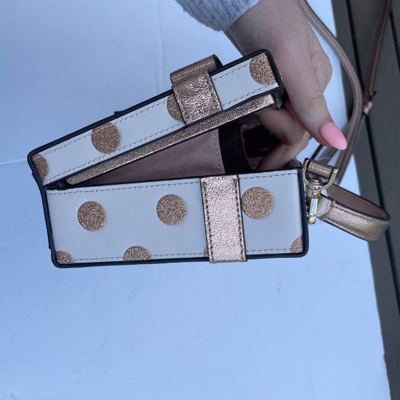 Kate Spade New York Crossbody Bag Wrapping Party Gift Box Bag Parchment Gold - Picture 13 of 13